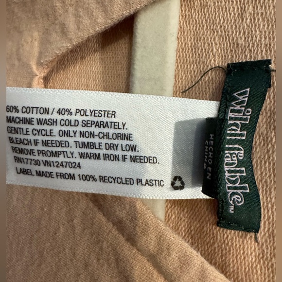 WILD FABLE Unique Casual Tan Hooded Top Shortsleeved Slits on Sides Athleisure - Picture 11 of 14